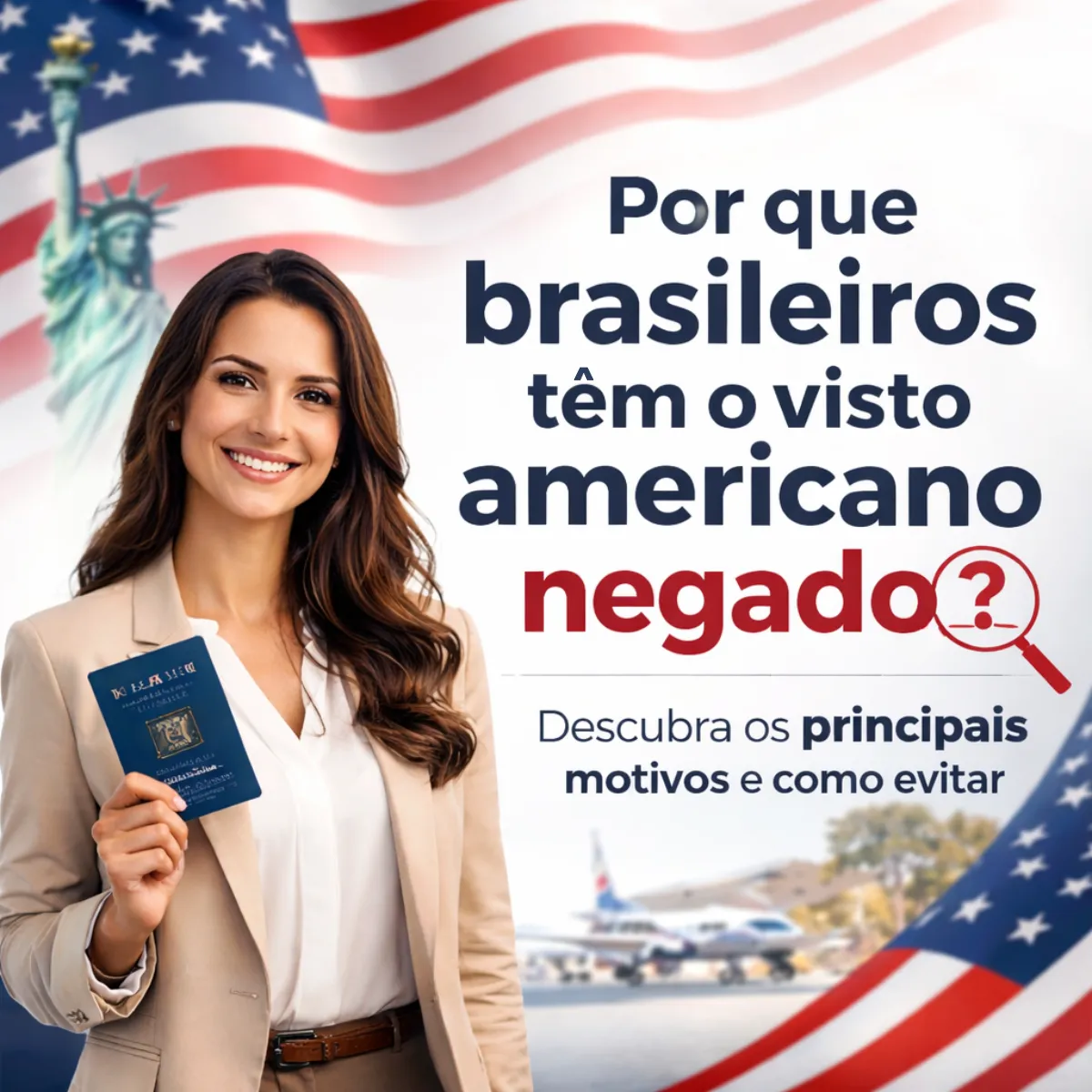 Imagem ilustrativa para o artigo Por que brasileiros têm o visto americano negado? da Now Vistos